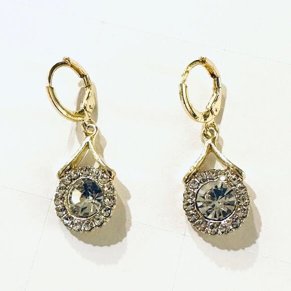 Rhinestone Huggie Earrings - Picture 2 of 2